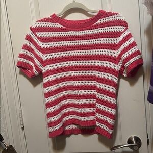 Striped Pink/red and White Women's Sweater